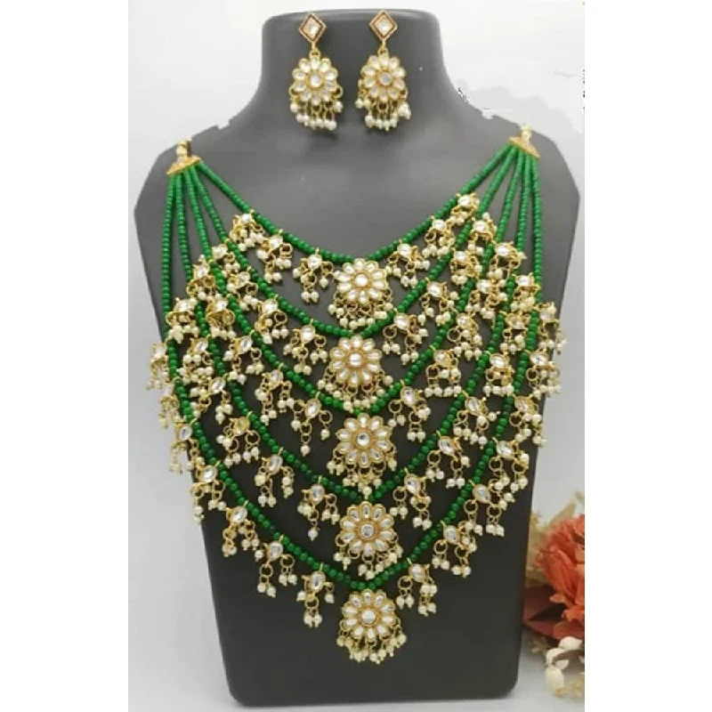 women’s silver pendant necklaces-Akruti Collection Gold Plated Kundan And Pearl Long Necklace Set