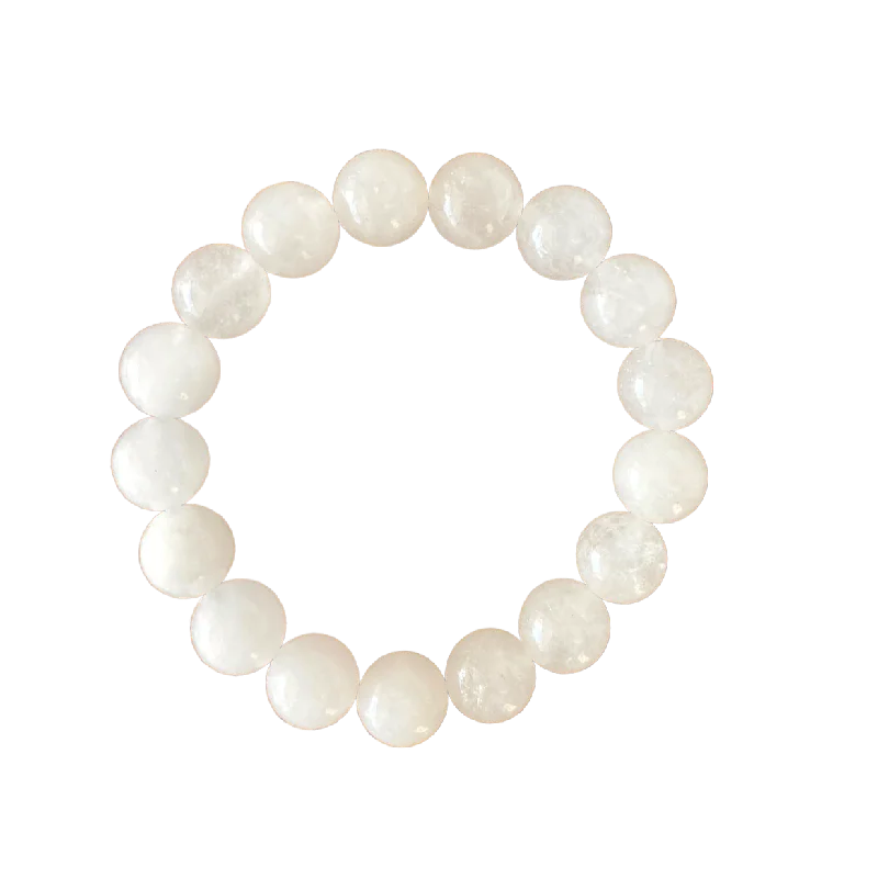 women’s hand-stamped bracelets-Milky White Chalcedony 10mm Bracelet