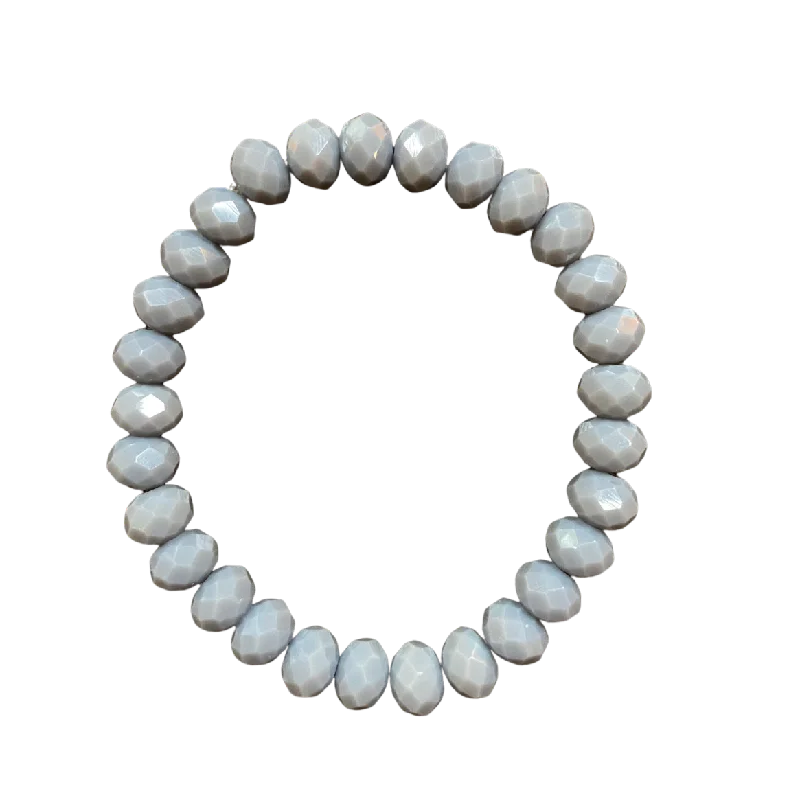 women’s stackable bracelets-Light Blue Grey Faceted Rondelle 8mm Bracelet