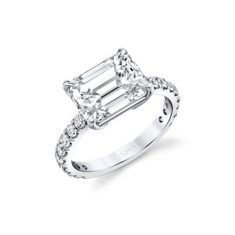 women’s oval rings-READY TO SHIP DIAMOND EMERALD CUT PINKY RING