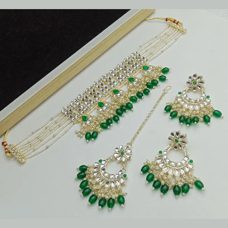 women’s long silver necklaces-SP Jewellery Gold Plated Kundan Stone Necklace Set