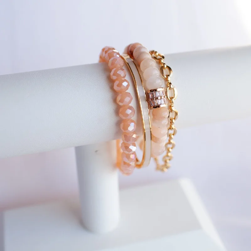 women’s chunky bracelets-That’s Just Peachy Bracelet Stack