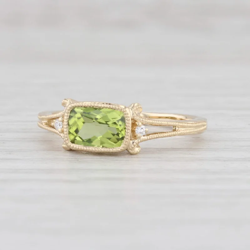 women’s white gold engagement rings-New 1.02ctw Peridot Diamond Ring 14k Yellow Gold Size 6.5 August Birthstone