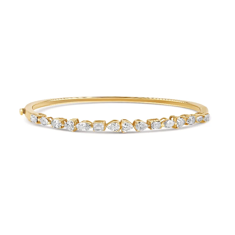 women’s gold cuff bracelets-Large Multishape Diamond Tennis Bangle