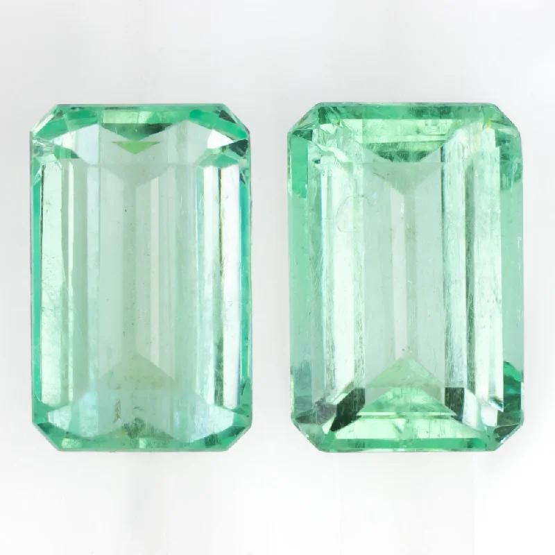 women’s geometric stud earrings-6.35ct EMERALD PAIR STUD DROP EARRINGS EMERALD SHAPE CUT LOOSE NATURAL PASTEL