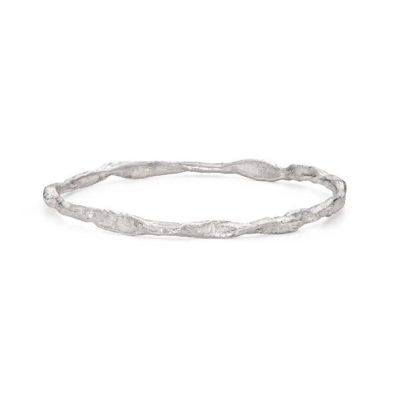 women’s stackable bangles-Craggy Silver Bangle