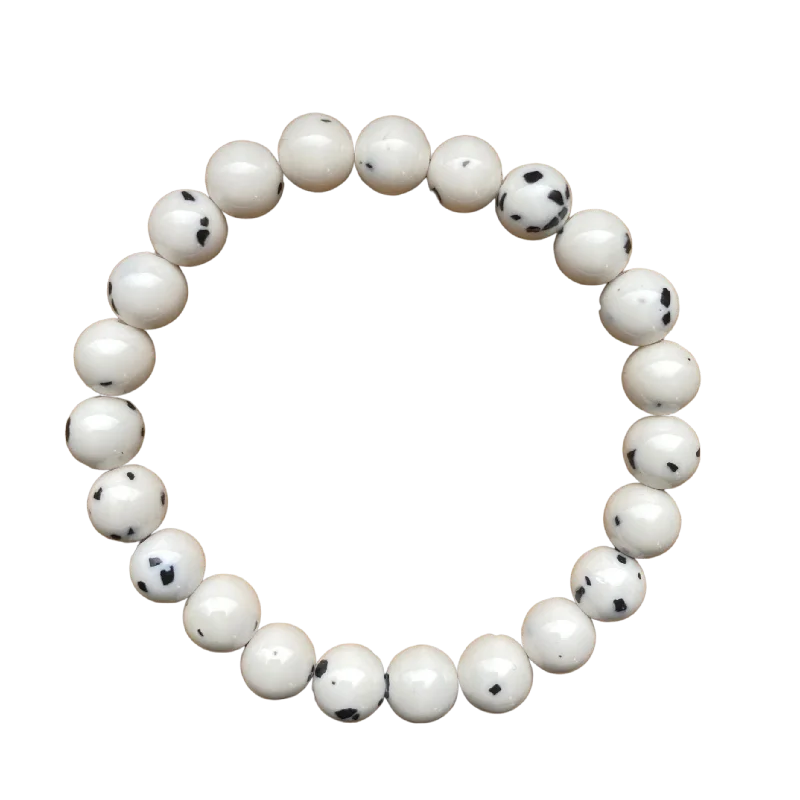 women’s luxury leather bracelets-White Dalmatian 8mm Bracelet