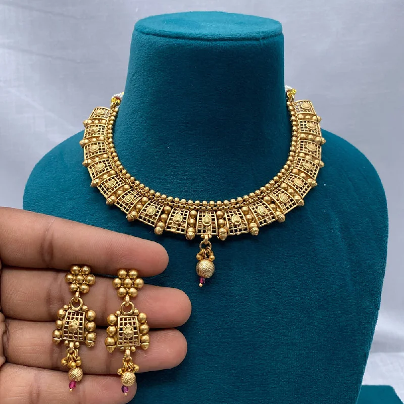 women’s charm necklaces-Amoliya Jewels Gold Plated Necklace Set