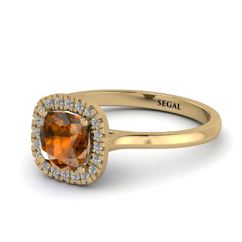 women’s three-stone engagement rings-Vintage Classic Halo Cushion Brown Diamond Ring - Skylar No. 1101