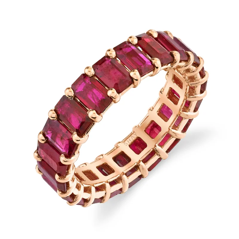 women’s wedding rings with diamonds-READY TO SHIP RUBY ETERNITY BAND