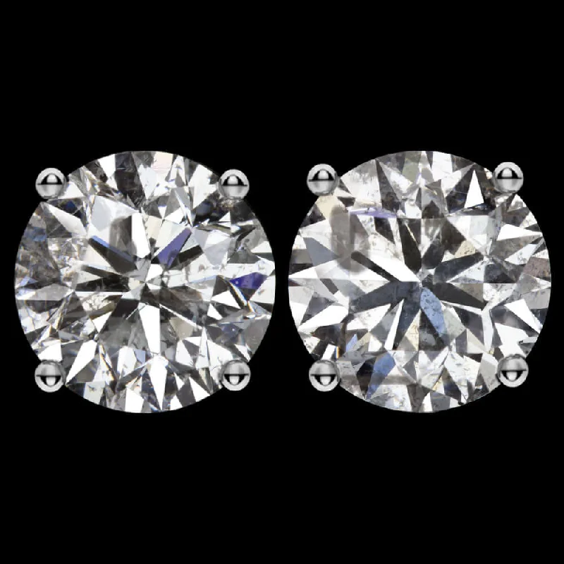 women’s hoop earrings-3.02ct VERY GOOD CUT NATURAL DIAMOND STUD EARRINGS ROUND BRILLIANT PAIR 3 CARAT