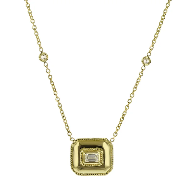 women’s minimalistic gold necklaces-Emerald-Cut Diamond Necklace