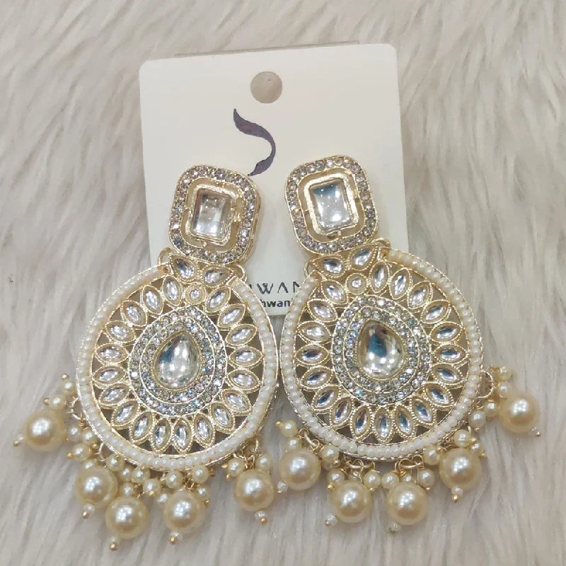 women’s designer earrings-Dhwani Gold Plated Austrian Stone And Pearl Dangler Earrings