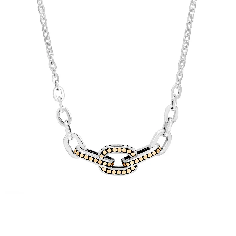 women’s charm necklaces-Dot Brushed Gold and Silver Station Necklace