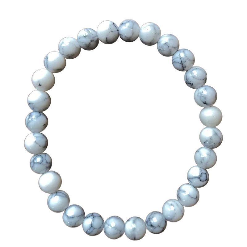 women’s boho bracelets-White Magnesite 6mm Bracelet