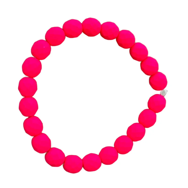 women’s tennis bracelets-Matte Neon Pink Faceted 8mm Bracelet