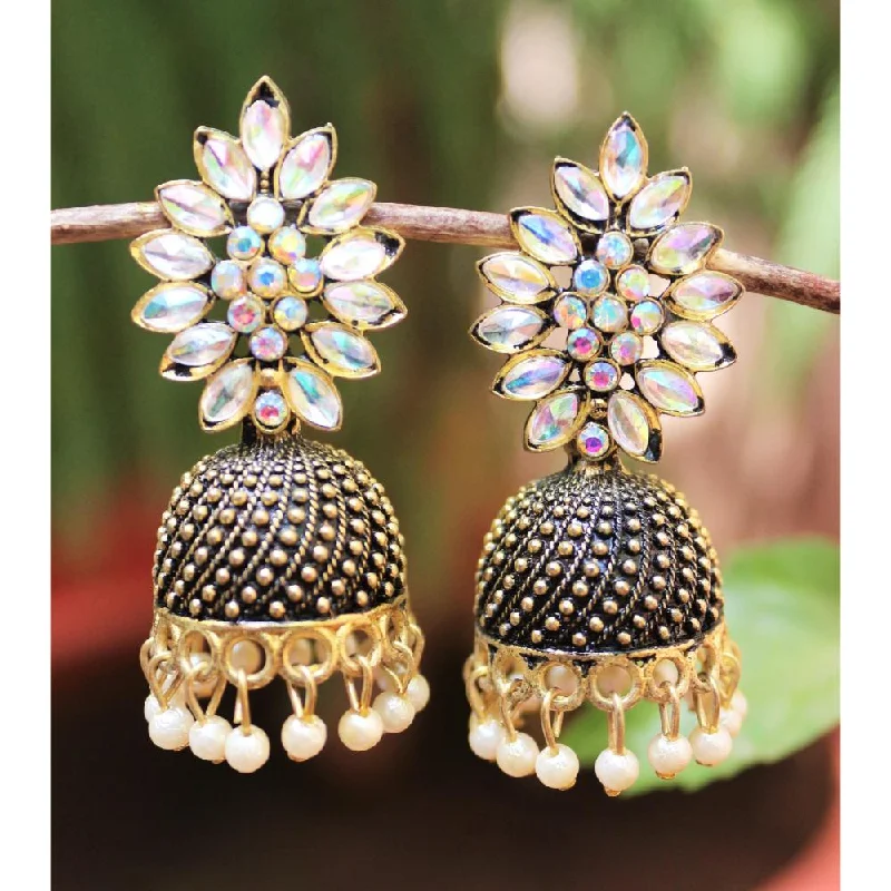 women’s sterling silver earrings-H K Fashion Gold Plated Austrian Stone Jhumki Earrings