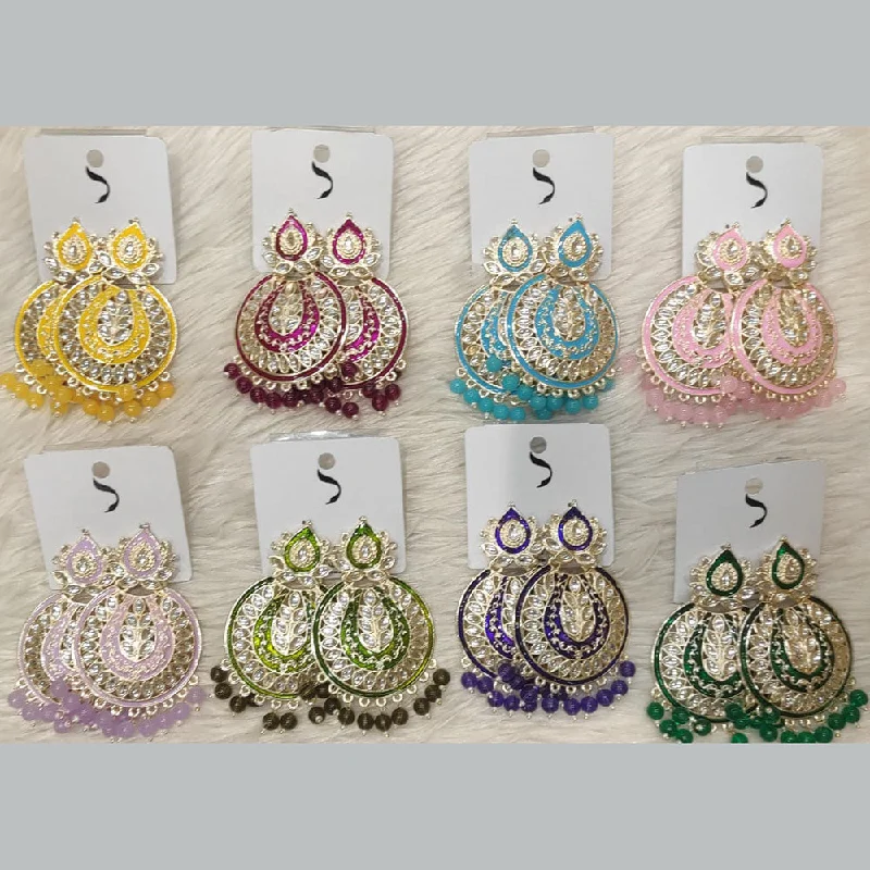 women’s cubic zirconia earrings-Dhwani Gold Plated Austrian Stone And Meenakari Dangler Earrings (Assorted Color)