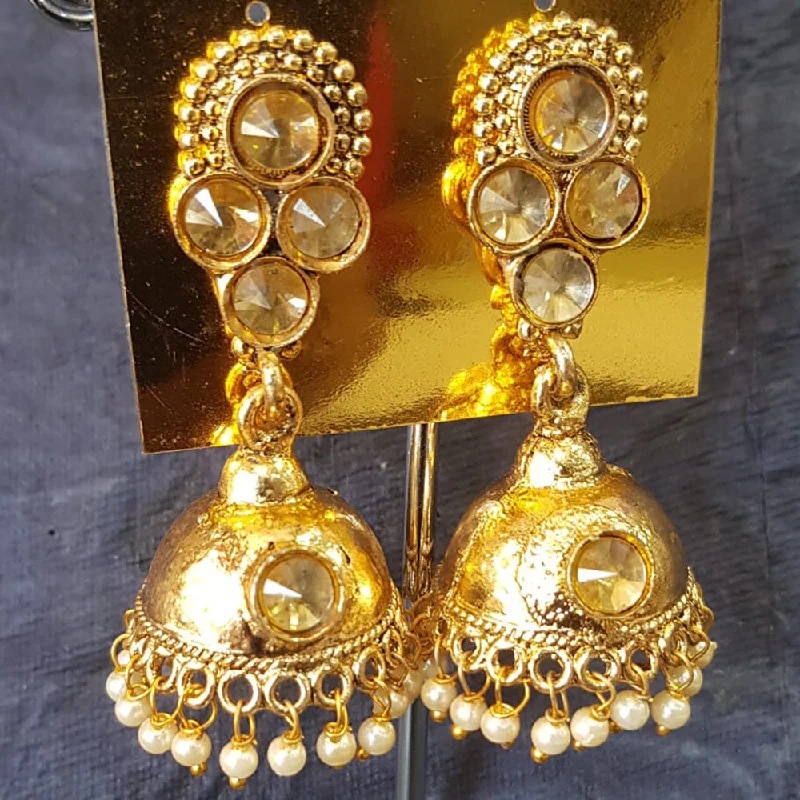 women’s leaf earrings-Shreeji Gold Plated Crystal Stone Jhumki Earrings