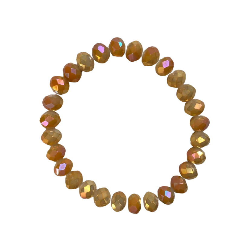 women’s pearl bracelets-Fire Opal Faceted Rondelle 8mm Bracelet