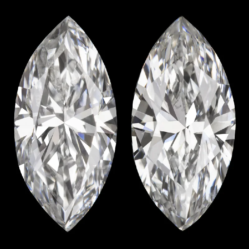 women’s cubic zirconia earrings-2 CARAT MARQUISE CUT DIAMOND STUD EARRINGS GIA CERTIFIED F SI1-SI2 NATURAL PAIR