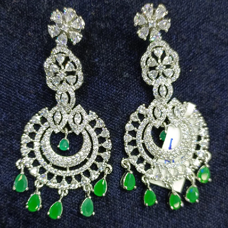 women’s diamond stud earrings-Jain Jewellers Silver Plated AD Dangler Earrings