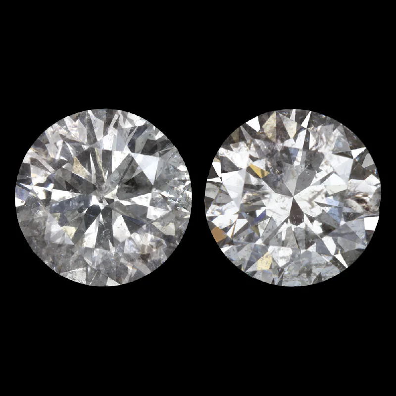 women’s wedding earrings-2.59ct ROUND BRILLIANT CUT NATURAL DIAMOND STUD EARRINGS MATCHING PAIR 1.5 CARAT