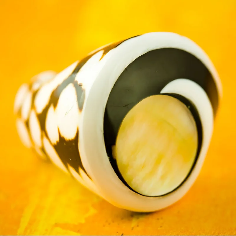 women’s multi-stone rings-Spotted Seashell Ring - Mother of Pearl