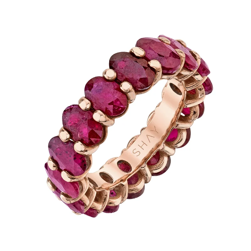 women’s oversized rings-READY TO SHIP RUBY OVAL ETERNITY BAND