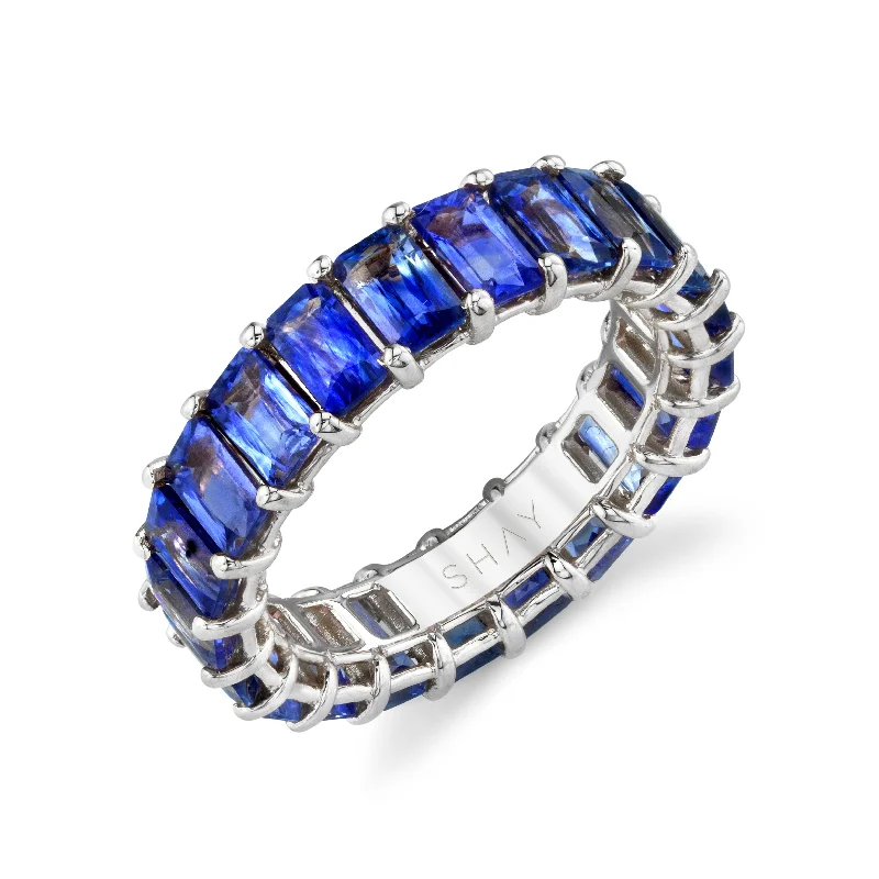 women’s gemstone rings-MEN'S BLUE SAPPHIRE ETERNITY BAND