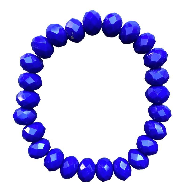 women’s luxury bangles-Royal Blue Jade Faceted Rondelle 10mm Bracelet