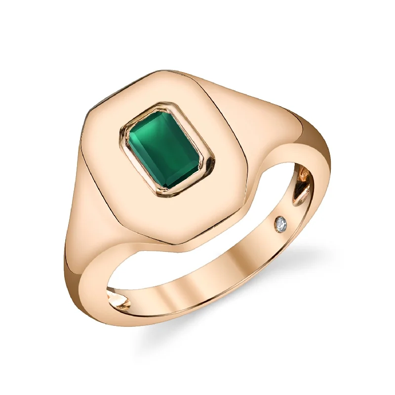 women’s engagement rings-READY TO SHIP EMERALD BAGUETTE PINKY RING