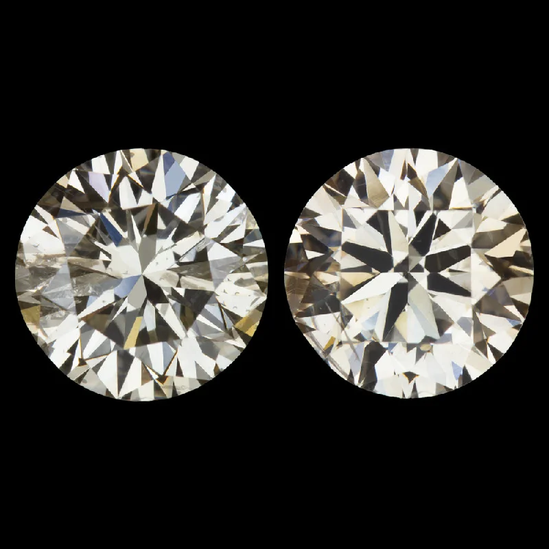 women’s flower earrings-2.67ct EXCELLENT CUT DIAMOND STUD EARRINGS LIGHT CHAMPAGNE SI NATURAL 2.5 CARAT