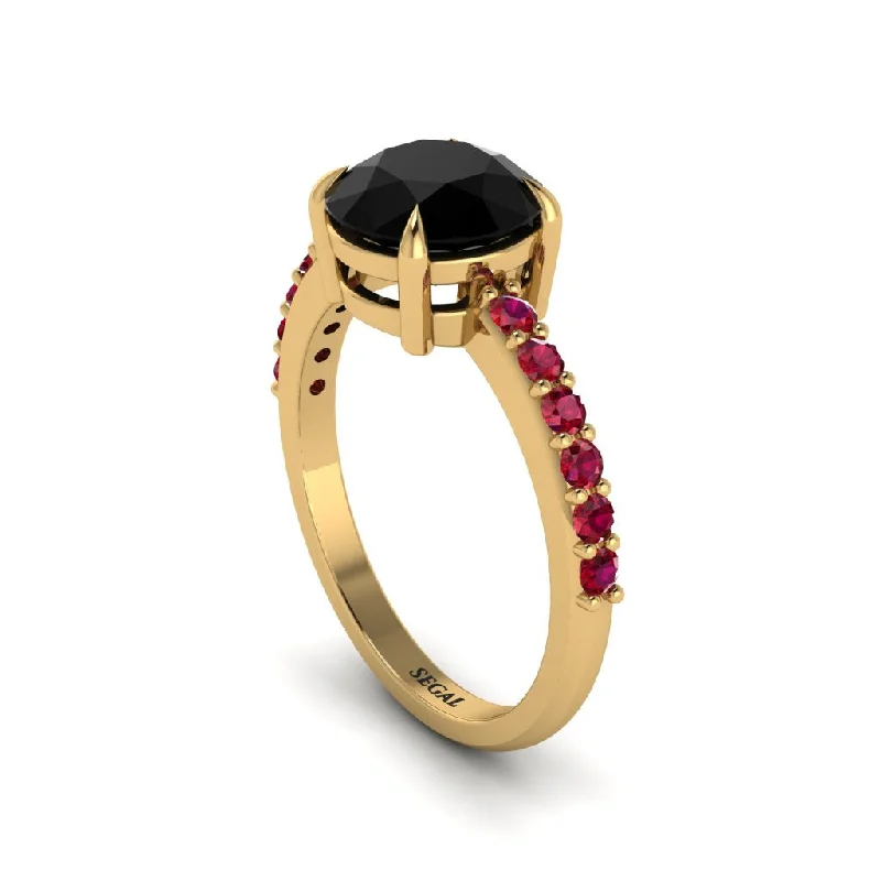 women’s engagement rings with colored stones-Traditional Black Diamond Engagement Ring - Elaine No. 52