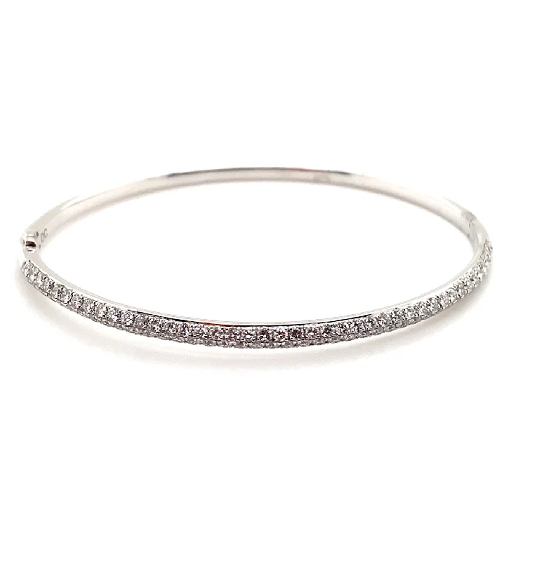 women’s twisted bangles-Diamond Pave Hinged Bangle