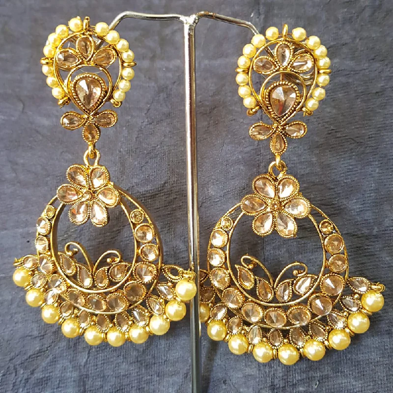 women’s unique stud earrings-Shreeji Gold Plated Crystal  Stone Dangler Earrings