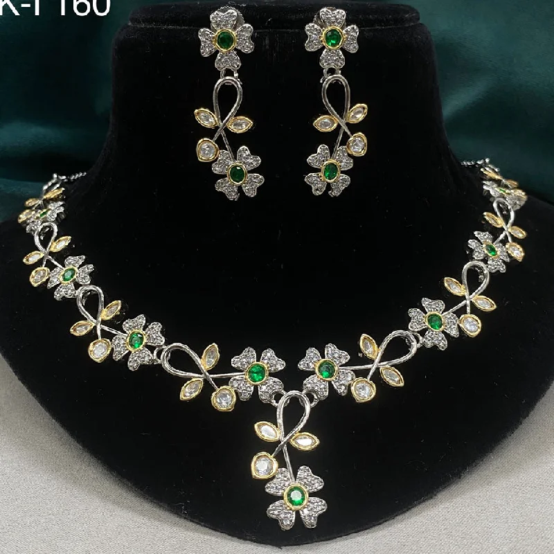 women’s fine gold necklaces-Amoliya Jewels Brass Polki Kundan Designer Necklace Set