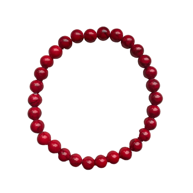 women’s designer bangles-Bright Red Magnesite 6mm Bracelet