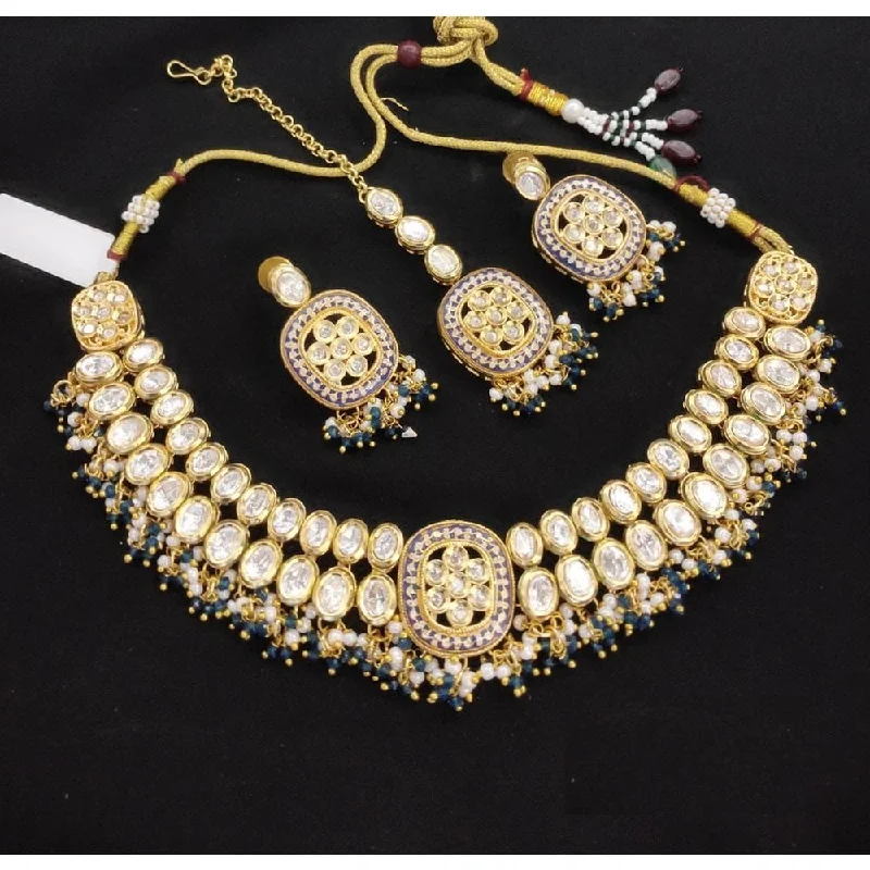 women’s layered silver necklaces-Akruti Collection Gold Plated Kundan Choker Necklace Set