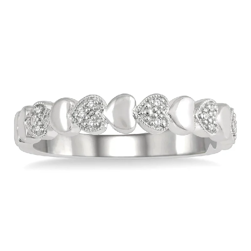 women’s trendy engagement rings-Sterling Silver Heart Shape Diamond Ring