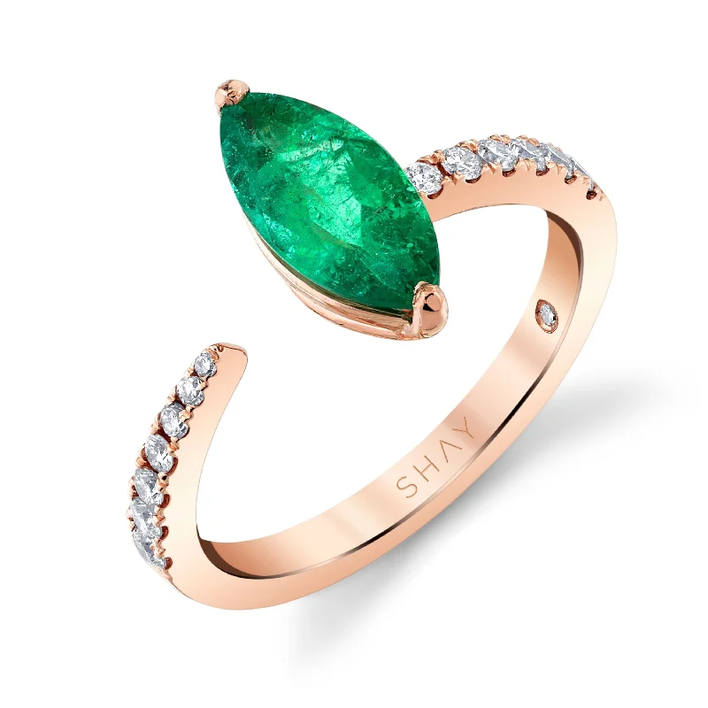 women’s ruby rings-READY TO SHIP EMERALD MARQUISE FLOATING RING