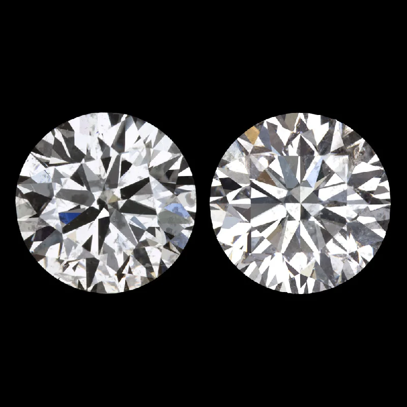 women’s long earrings-2.07ct I SI EXCELLENT CUT DIAMOND STUD EARRINGS ROUND BRILLIANT PAIR 2 CARAT