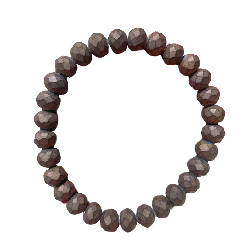 women’s elegant bracelets-Matte #11 Metallic Mocha Faceted Rondelle 8mm Bracelet