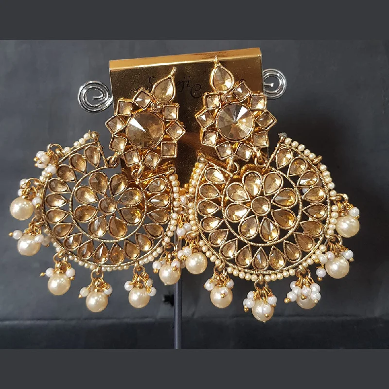 women’s gold earrings-Shreeji Gold Plated Crystal Stone Dangler Earrings