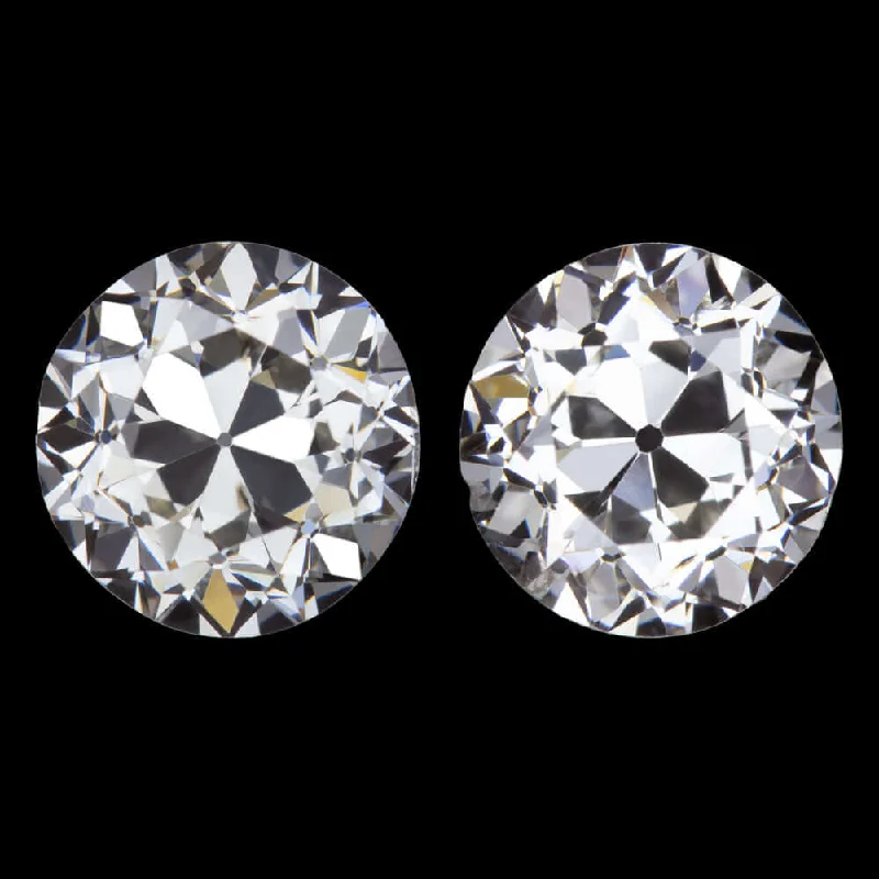 women’s birthday earrings-2.05ct GIA CERTIFIED H-I SI1-SI2 OLD EUROPEAN CUT DIAMOND STUD EARRINGS PAIR 2ct