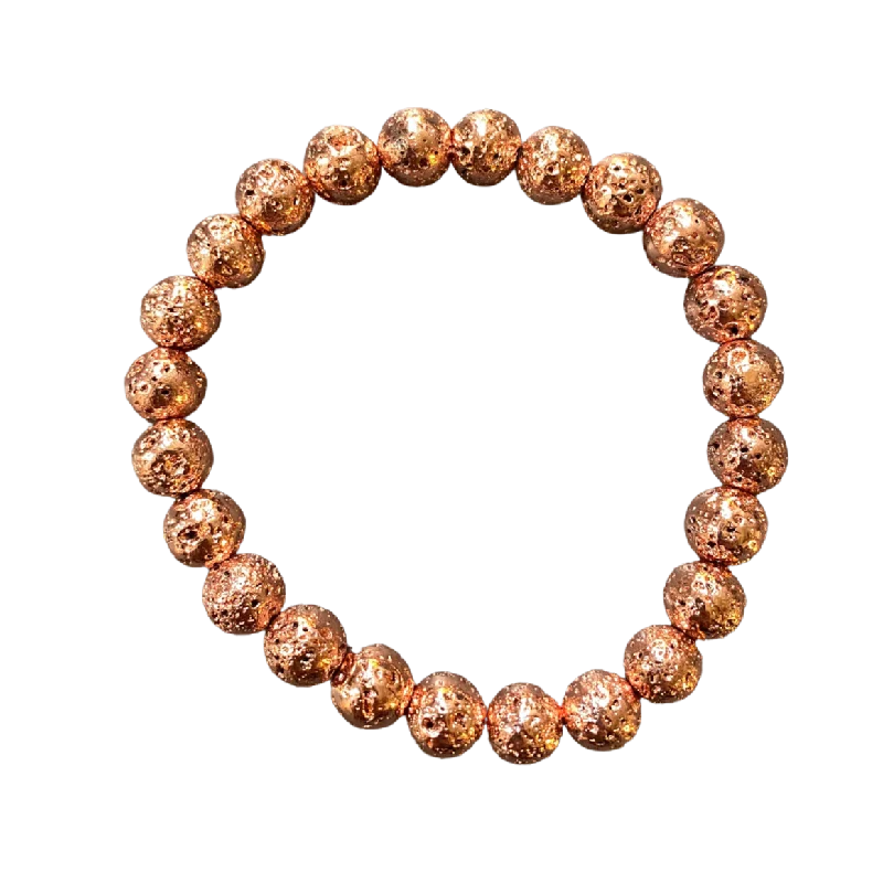 women’s slim bracelets-Rose Gold Lava Stone 8mm Bracelet