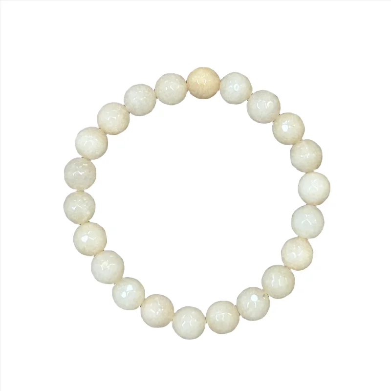 women’s luxury bangles-Buff Faceted Jade 8mm Bracelet