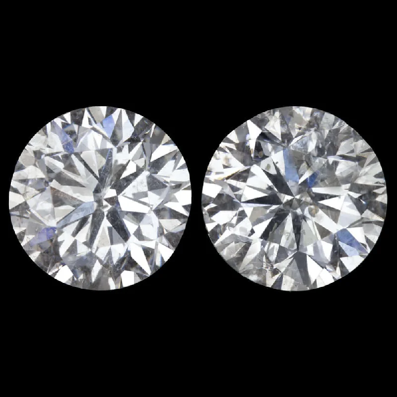 women’s double stud earrings-3 CARAT VERY GOOD CUT NATURAL DIAMOND STUD EARRINGS ROUND BRILLIANT PAIR 3ct