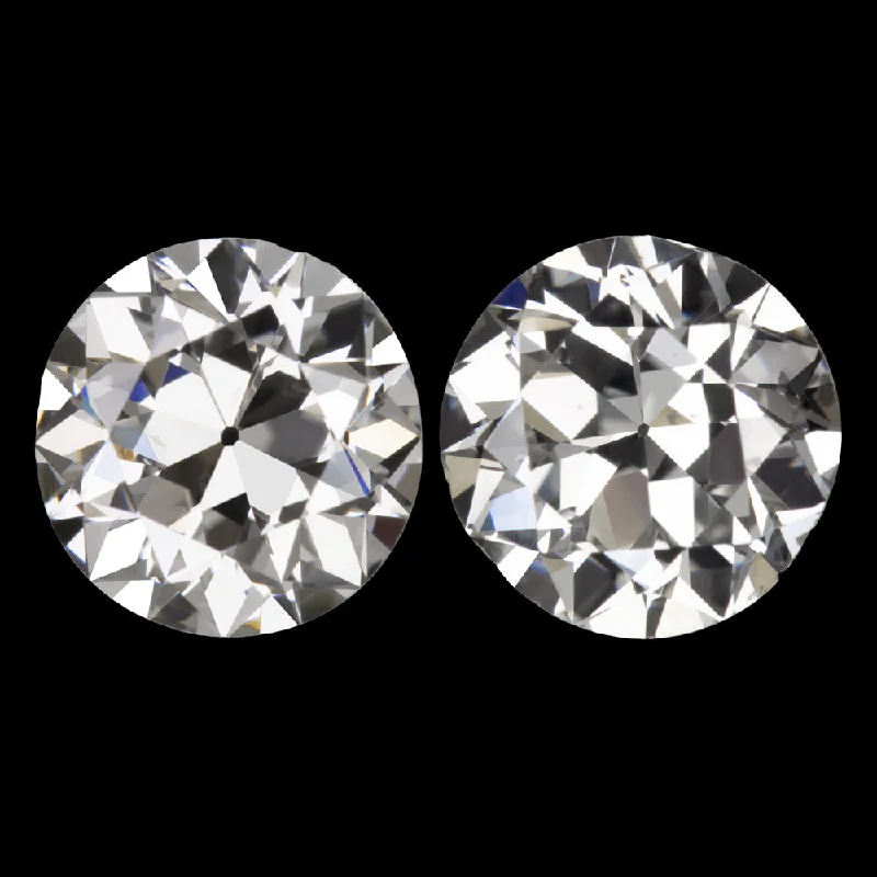 women’s heart-shaped earrings-1.83ct OLD EUROPEAN CUT DIAMOND STUD EARRINGS GIA CERTIFIED G-H SI1-SI2 VINTAGE