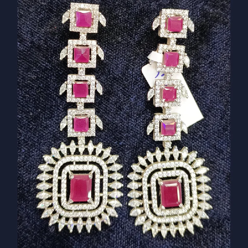 women’s gold earrings-Jain Jewellers Silver Plated AD Dangler Earrings